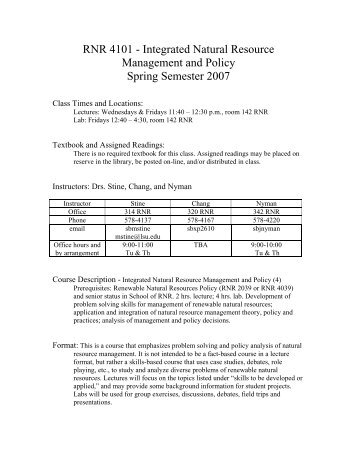 syllabus - LSU School of Renewable Natural Resources