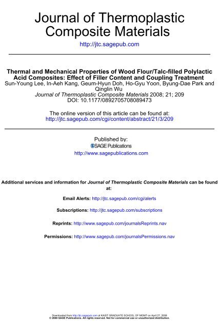 Composite Materials Journal of Thermoplastic - LSU School of ...