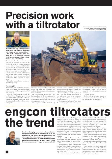 Excavators without tilt- rotators - Engcon