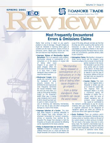 E&O Review - Roanoke Trade Services, Inc.