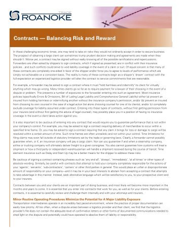 Contracts â Balancing Risk and Reward - Roanoke Trade Services ...