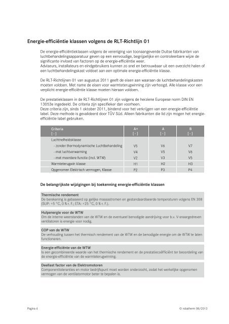 Energie-efficiėntie Classificatie. - robatherm