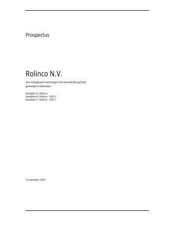 20120626 DRAFT Prospectus Rolinco NV ... - Robeco.com