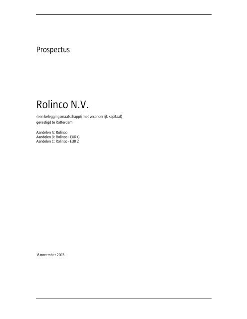 20120626 DRAFT Prospectus Rolinco NV ... - Robeco.com