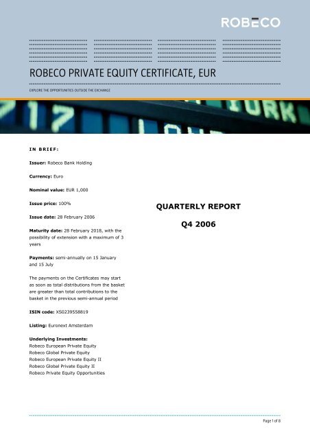 ROBECO PRIVATE EQUITY CERTIFICATE, EUR - Robeco.com