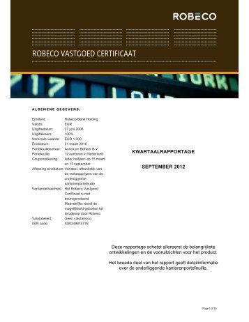 12Q3 Kwartaalrapportage Robeco Vastgoed Certificaat - Robeco.com