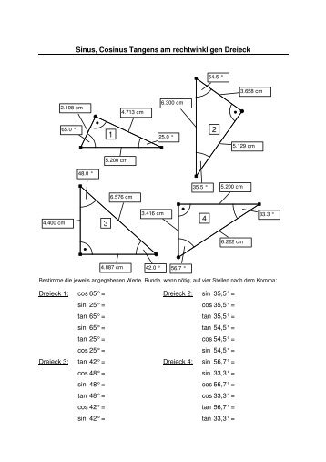 Sinus, Cosinus Tangens am rechtwinkligen Dreieck