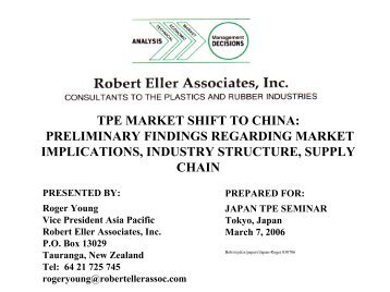 tpe market shift to china - Robert Eller Associates, Inc.