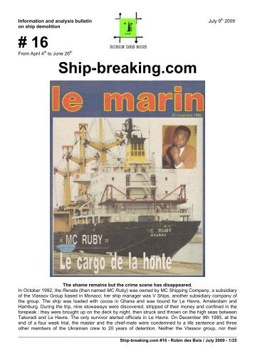 Ship-breaking.com #16, July 2009 - Robin des Bois