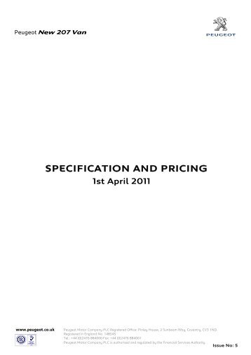 SPECIFICATION AND PRICING - Robins & Day