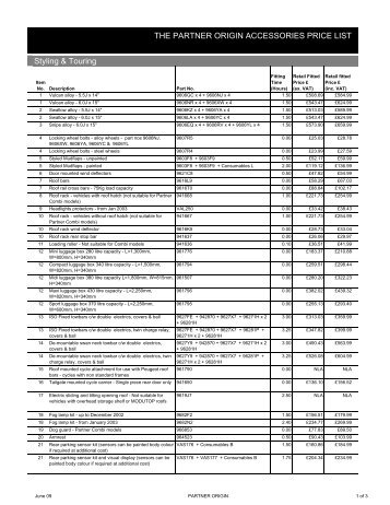Partner Origin accessory price list June 2009.pdf - Robins & Day