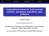 Advances and Challenges in Linear Control Systems, Rome, Italy