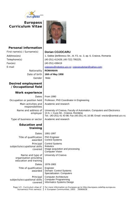 Europass Curriculum Vitae