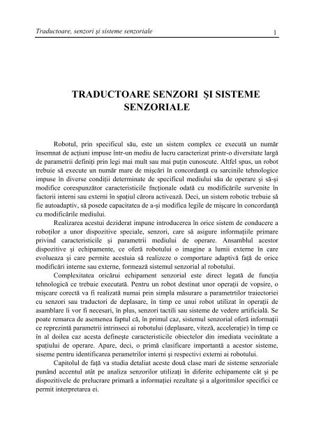 TRADUCTOARE SENZORI ÅI SISTEME SENZORIALE