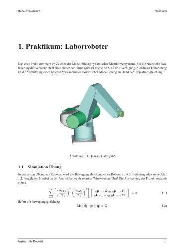 1. Praktikum: Laborroboter - Institut fÃ¼r Robotik