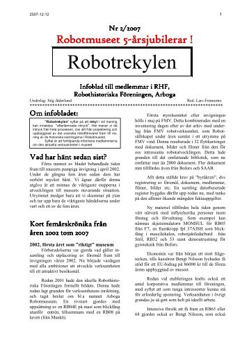 Nr 2/2007 - Arboga robotmuseum