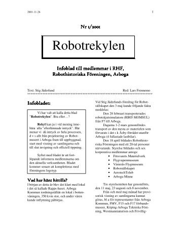 Nr 1/2001 - Arboga robotmuseum