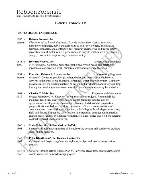Robson Roger Lance E. Robson, P.E. - Robson Forensic, Inc.