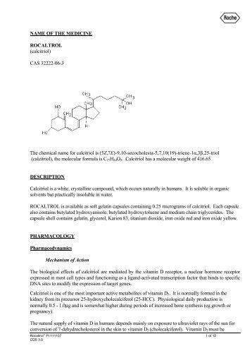 Rocaltrol (calcitriol) - Product Information (PI) - Roche Australia