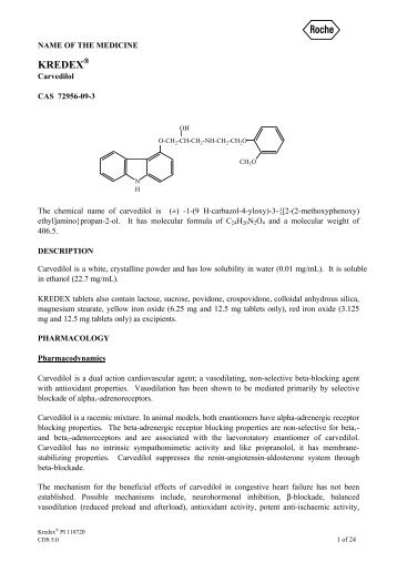 Kredex (carvedilol) - Product Information (PI) - Roche Australia