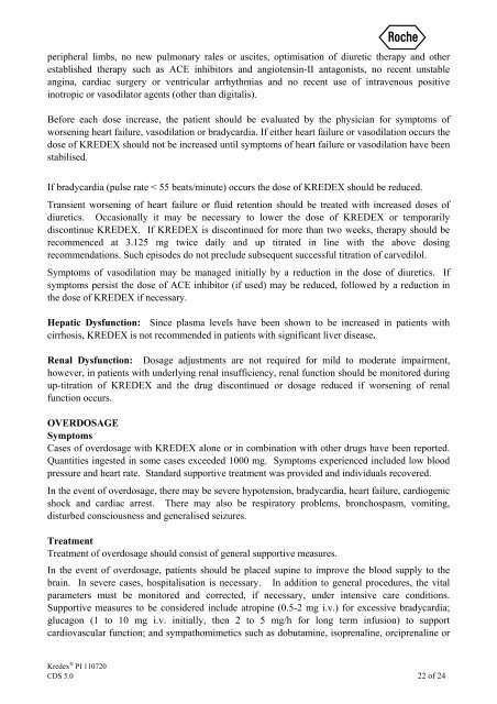 Kredex (carvedilol) - Product Information (PI) - Roche Australia