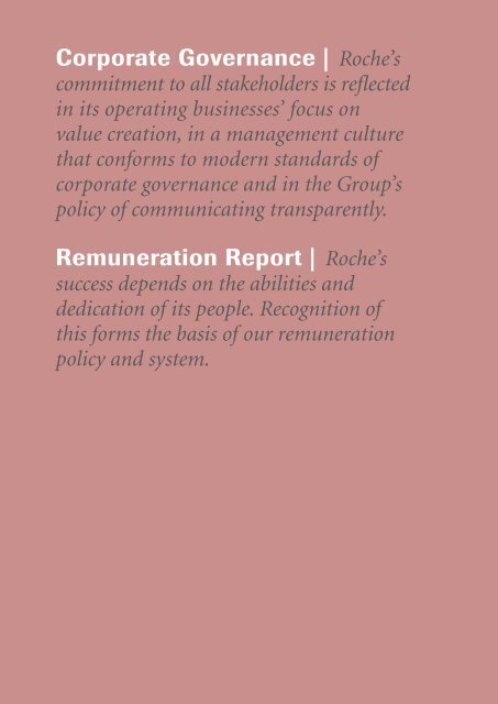 Roche Annual Report 09 - Corporate Governance and ...