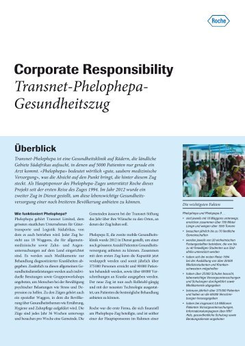Factsheet Transnet-Phelophepa-Gesundheitszug - Roche