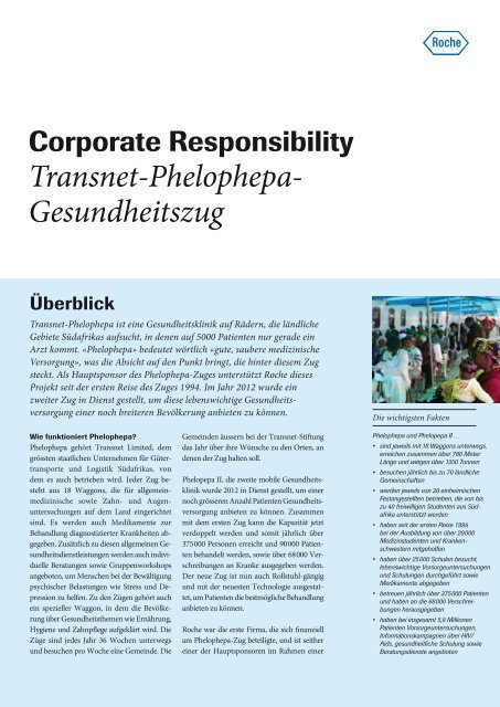 Factsheet Transnet-Phelophepa-Gesundheitszug - Roche