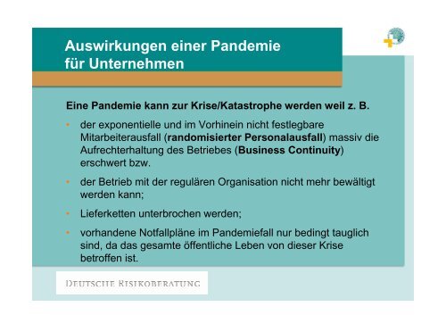 Ganzheitlicher Umgang mit Risiken Pandemievorsorge im Rahmen