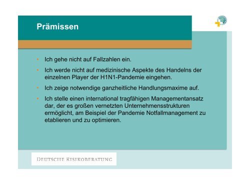 Ganzheitlicher Umgang mit Risiken Pandemievorsorge im Rahmen