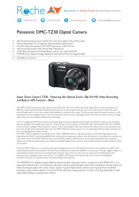 Panasonic DMC-TZ30 Digital Camera - Roche AV