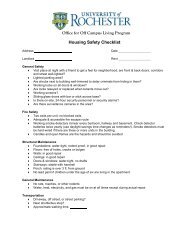 Housing Safety Checklist - University of Rochester
