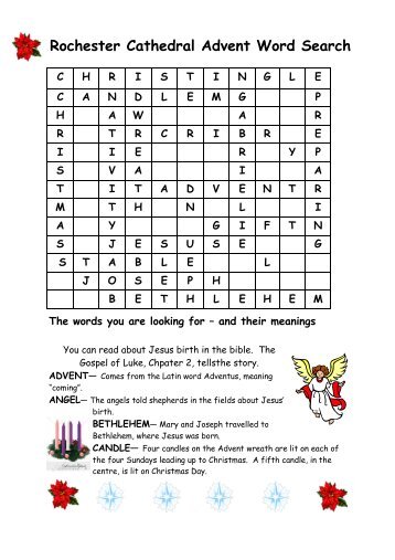 Advent Wordsearch ANSWERS - Rochester Cathedral