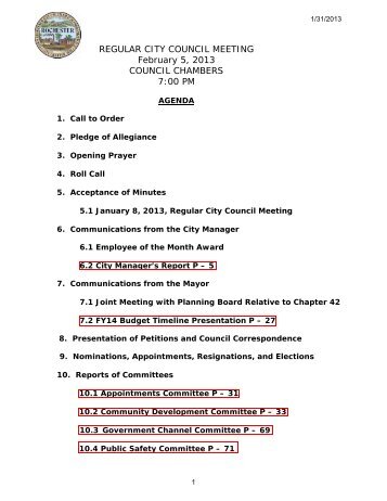 REGULAR CITY COUNCIL MEETING February 5, 2013 ... - Rochester