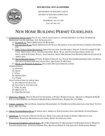 NEW HOME BUILDING PERMIT GUIDELINES - Rochester