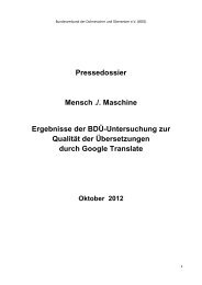 Pressedossier Mensch ./. Maschine Ergebnisse der ... - BDÜ Bayern