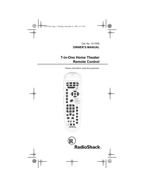 7-in-One Home Theater Remote Control - Radio Shack