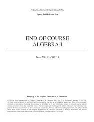 Algebra I - Virginia Department of Education - Commonwealth of ...