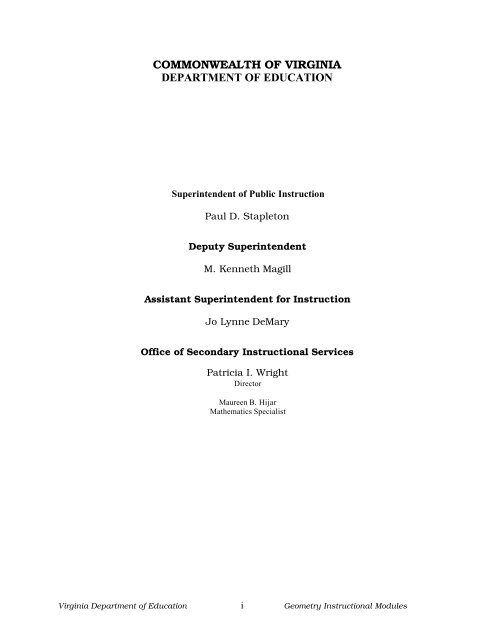 commonwealth of virginia department of education - Rockingham ...