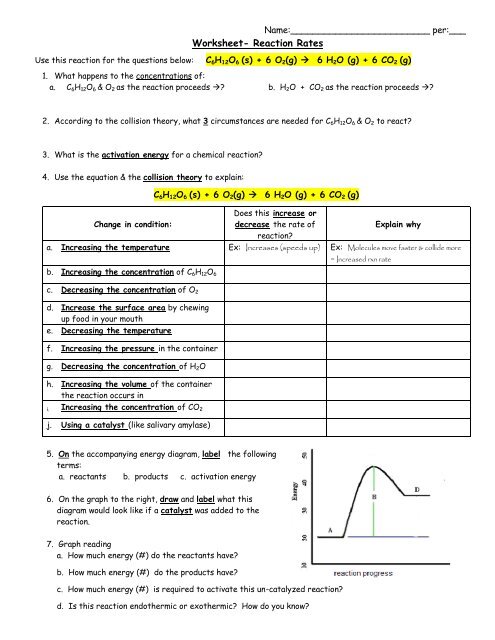 Worksheet- Reaction Rates & Le Chatelier