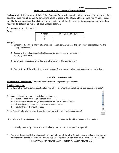analysis of vinegar by titration