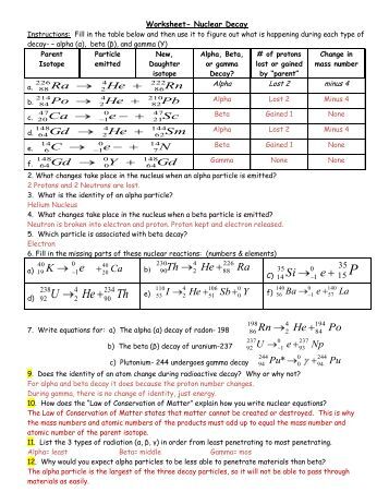 Printables Nuclear Decay Worksheet nuclear decay worksheet page 34 intrepidpath s model alpha triumf half life practice worksheet
