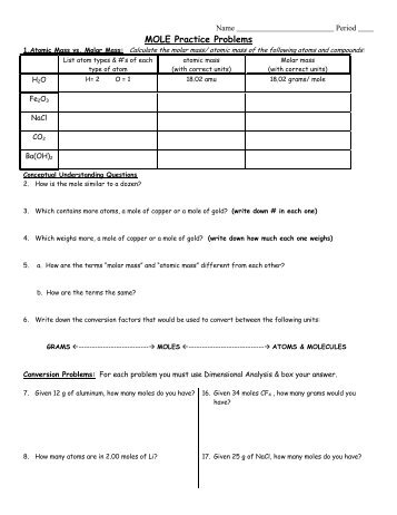 The Mole worksheet