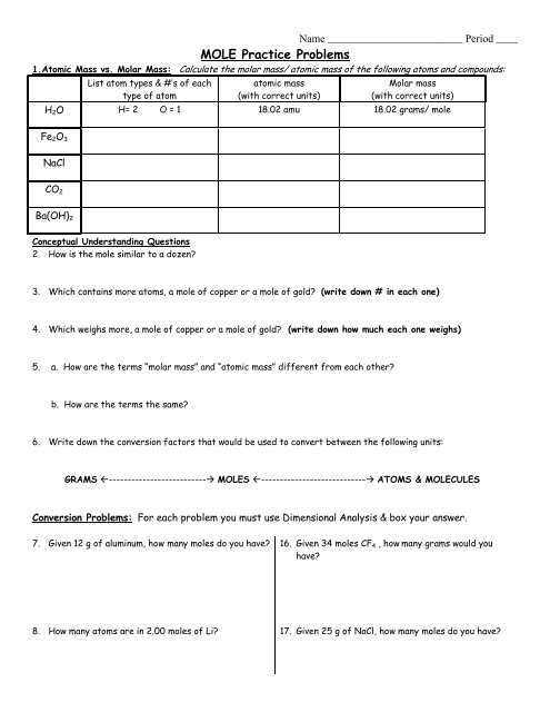 The Mole worksheet