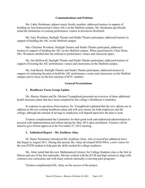 Possible Action Items as