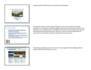 Using the Estelle M. Black Library: Searching Library Databases The ...