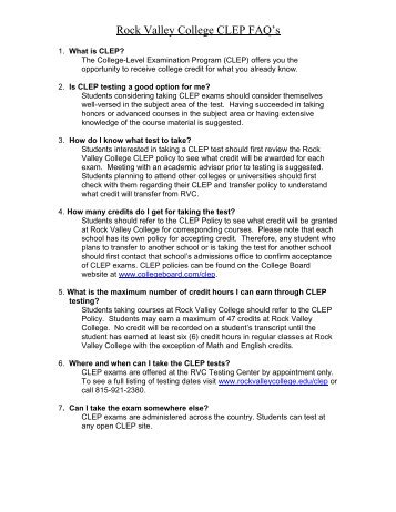 Rock Valley College CLEP FAQ's