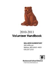 RSD-Ballwin Volunteer Handbook - Rockwood School District