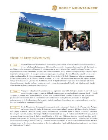 FICHE DE RENSEIGNEMENTS - Rocky Mountaineer