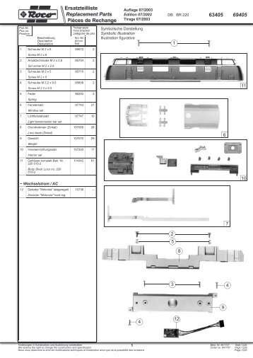 Ersatzteilliste Replacement Parts 63405 69405